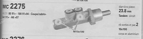 Maitre cylindre tandem 2,8mm - AUDI 80/90 (B3/B4) - MC2275- 4