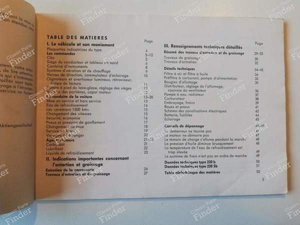 Gebrauchsanweisung - MERCEDES BENZ W111 / W112 (Heckflosse) - 6440- 1