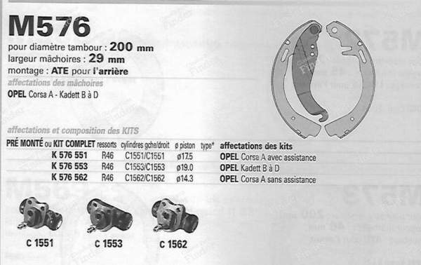 Set of 4 shoes for rear drum brakes - OPEL Corsa (A) - LS1246- 2
