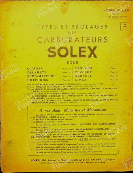 Solex tuning book N° 717U - DELAHAYE Type 134 - 717U- 0