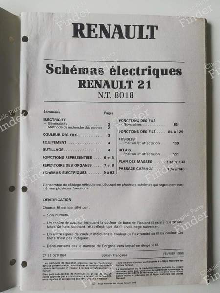 Elektrische Schaltpläne - N.T. 8018 - RENAULT 21 (R21) - 7711079864- 1