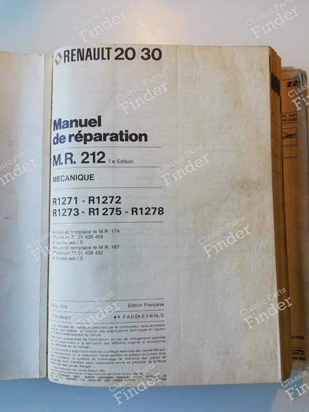 M.R. 212 für R20 & R30 - RENAULT 20 / 30 (R20 / R30) - 7701444870- 1