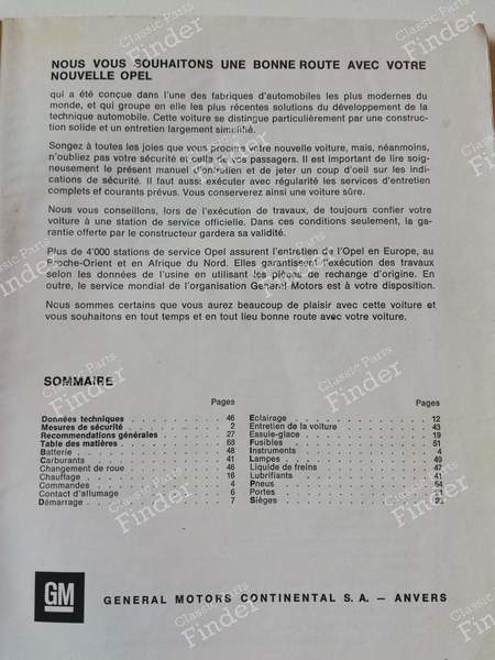 Service manual - OPEL Rekord (C) / Commodore (A) - 8938247-16-6-68- 1