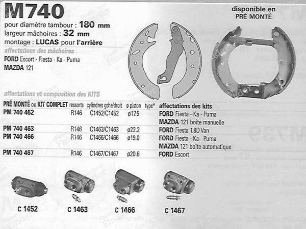 Set of 4 shoes for rear drum brakes. - FORD Escort / Orion (MK5 & 6) - MO.638- 2