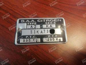 Plaque d'identification chassis - CITROËN 2CV