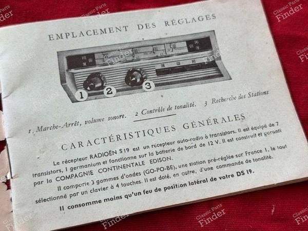 Notice d'emploi autoradio d'origine - CITROËN DS / ID - Radioën S19- 4