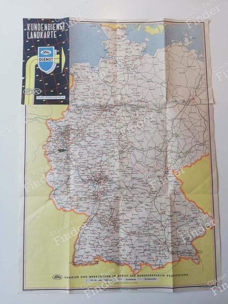 Road maps including FORD Germany network (late 50s-early 60s) - FORD Taunus 17M / 20M (P5) - 1