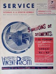 Technische Zeitschrift SERVICE 1939 - RENAULT Celtaquatre