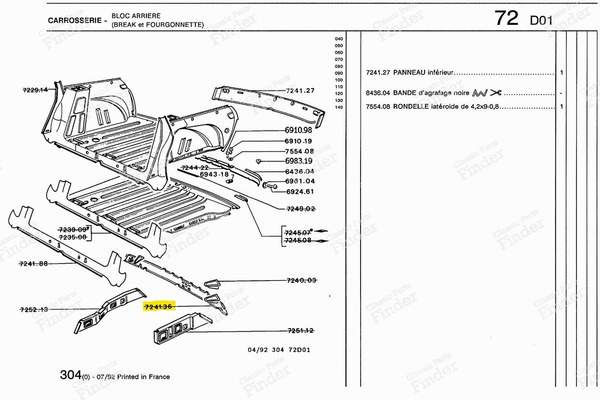 Blech Querträger Boden hinten - Kombiversion - PEUGEOT 204 - 724136- 4