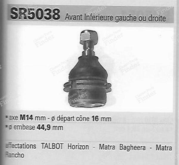 Left or right front lower ball joint - MATRA-SIMCA-TALBOT Rancho - QSJ263S- 3