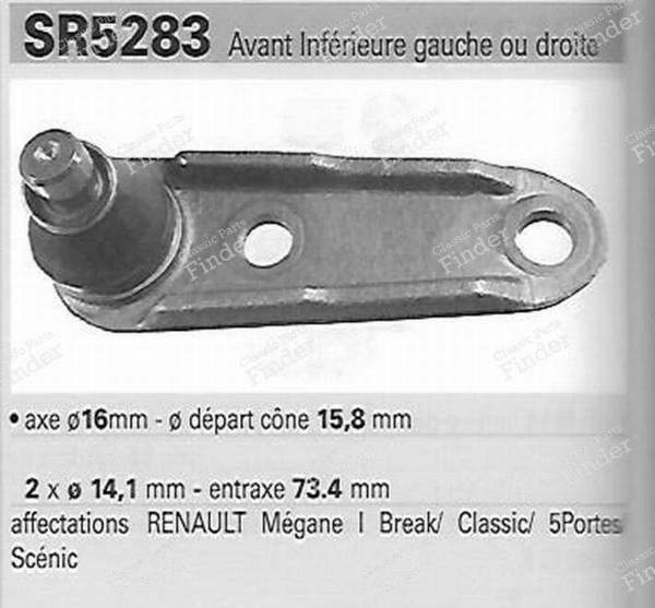 Rotule suspension avant inférieure gauche ou droite - RENAULT Mégane I - 403208- 2