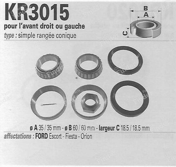 Paire de Kit roulements Avant droite/gauche - FORD Escort / Orion (MK3 & 4) - vkba 687- 1