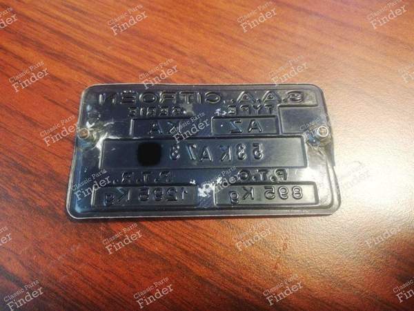 Plaque d'identification chassis - CITROËN 2CV - 2