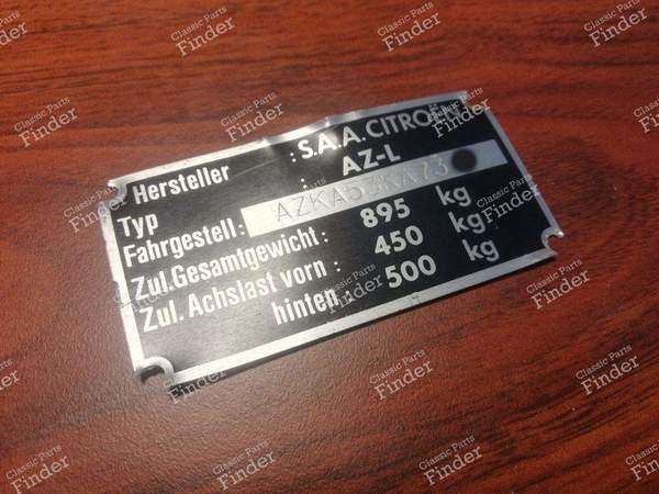 Typenschild am Fahrgestell - CITROËN 2CV - 1