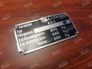 Typenschild am Fahrgestell - CITROËN 2CV - thumb-1