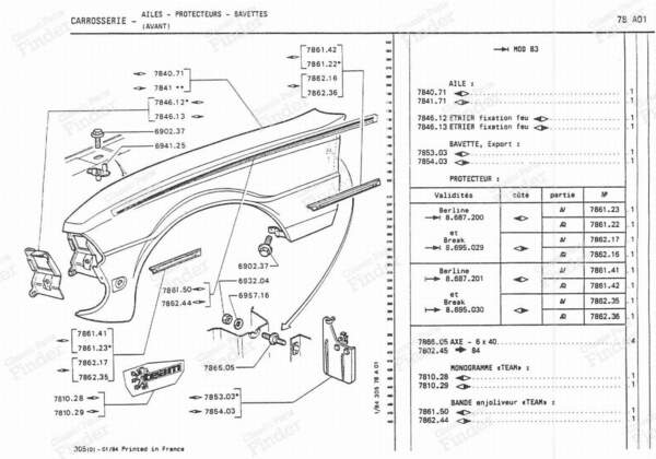 Kotflügelleiste vorne rechts – Phase 1 - PEUGEOT 305 - 786217- 3