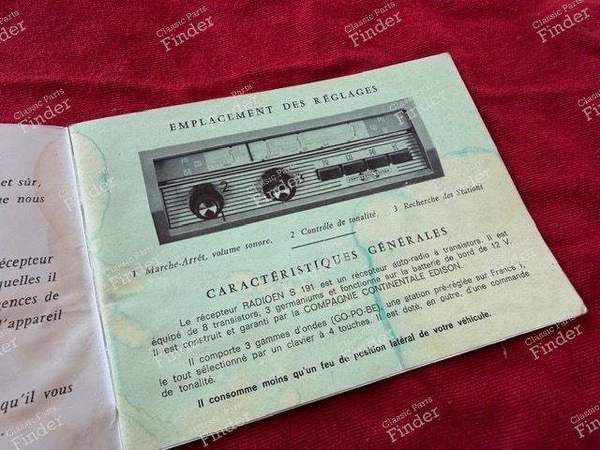 Notice d'emploi autoradio d'origine - CITROËN DS / ID - Radioën S191- 3