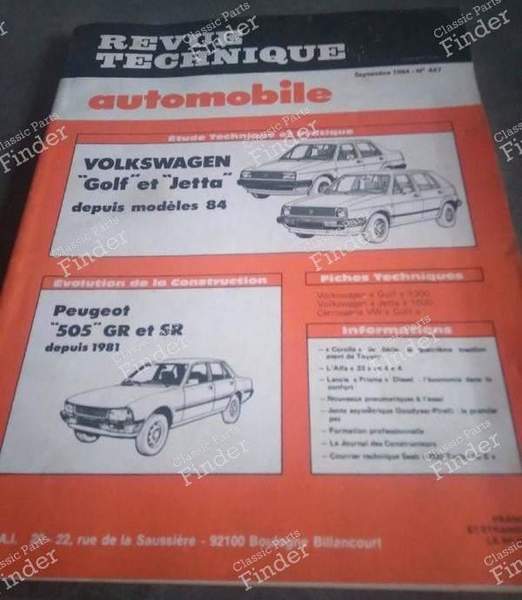 RTA for Peugeot 505 and Volkswagen Golf / Jetta - PEUGEOT 505 - N°447- 0