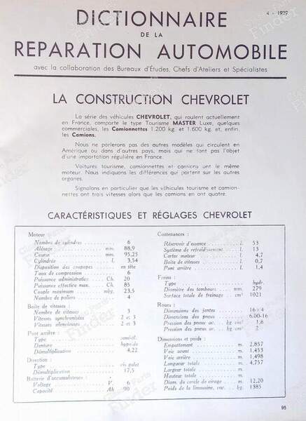 Revue technique SERVICE 1939 - CHEVROLET Master Pickup (1/2 - 1 1/2 - 3/4 - 1) - Avril 1939- 1