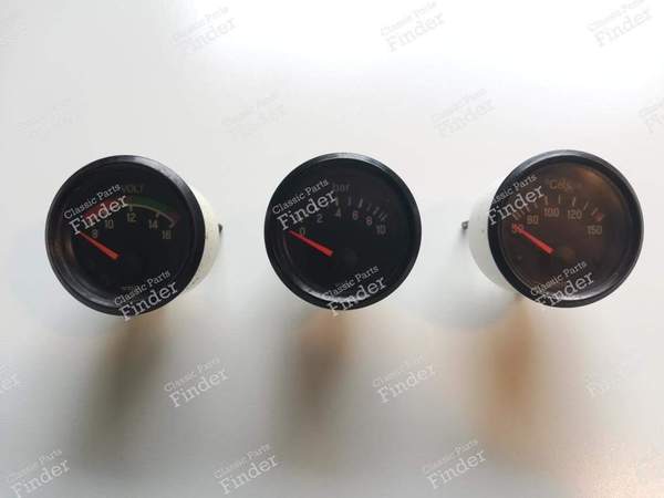 Set of three pressure gauges: Voltmeter + oil pressure + oil temperature - VOLKSWAGEN (VW) Käfer / Beetle / Coccinelle / Maggiolino / Escarabajo - 332.304/15/1- 0