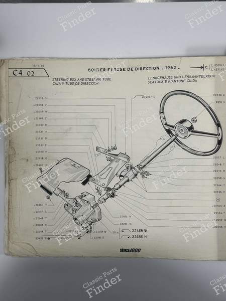 Lenkungsgehäuse - SIMCA 900 / Simc'4 / 1000 / 1005 / 1006 / 1118 /Abarth 1150 - 23468W- 5