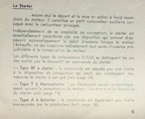 Instructions for Solex BF/T/A carburettor - RENAULT KZ - N° 14- 2