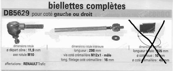 Biellettes + rotules direction côté droit ou gauche - RENAULT Trafic - 4006052- 1