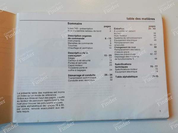 Manuel d'instructions - VOLVO 343/340 - 345/360 - TP1373.1 / 4000.7.76- 1