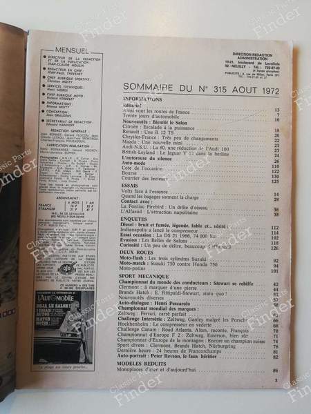 L'Automobile - August 1972 - CITROËN DS / ID - #315- 1