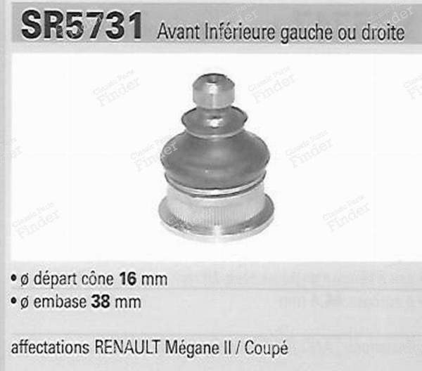 Rotule de suspension avant inférieure gauche ou droite - RENAULT Mégane I - TC1363- 3