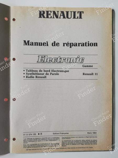 Manuel de réparation - 'Electronic' - RENAULT Fuego - 7711074155- 1