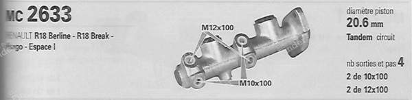 Maitre cylindre R18, Fuego, Espace I - RENAULT 18 (R18) - 1278- 4