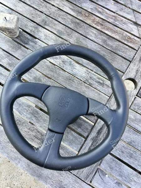 Black leather 3-spoke steering wheel - PORSCHE 911 (964) - 0