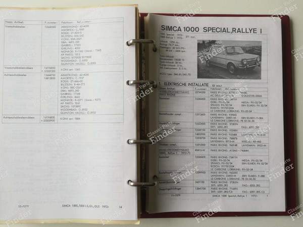 Manuel de pièces détachées - SIMCA 900 / Simc'4 / 1000 / 1005 / 1006 / 1118 /Abarth 1150 - 1