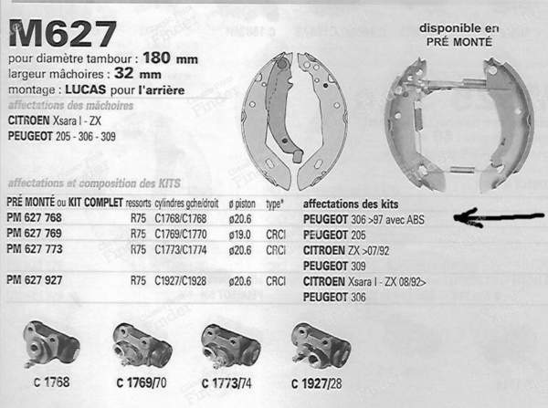 Kit freins arrière - PEUGEOT 306 - 627768- 6