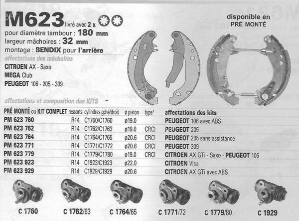 Kit freins arrière - PEUGEOT 309 - 381157S- 4