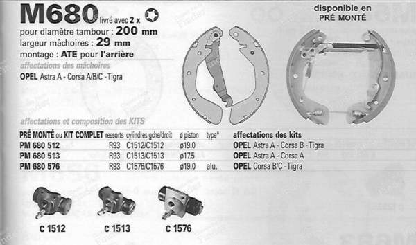 Set of 4 shoes for rear drum brakes. - OPEL Corsa (A) - 563- 2